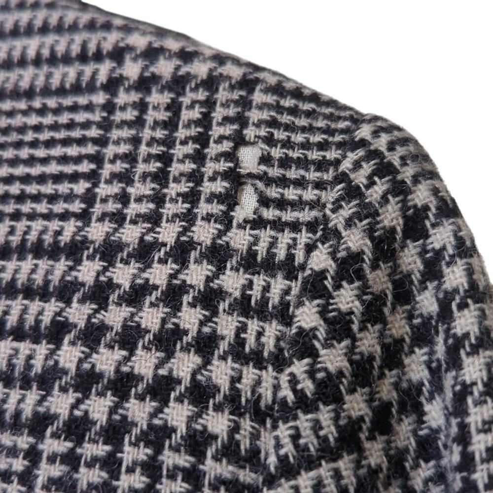 Harve Benard Black Plaid Wool Faux Suede Mandarin Collar Vintage Jacket Sz 10 - Picture 9 of 10